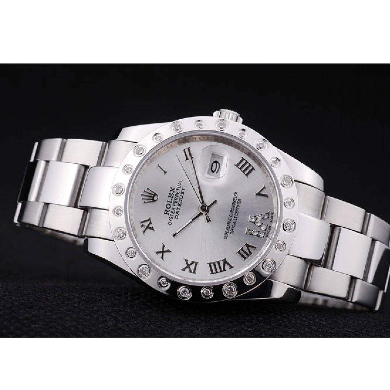 Rolex copies cheap Silver 7468 Dial Rolex Datejust Bezel Diamond 0625